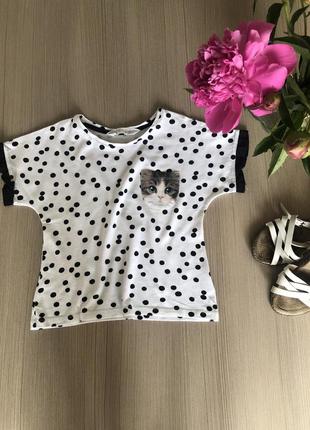Футболка h&m біла горох літо класна