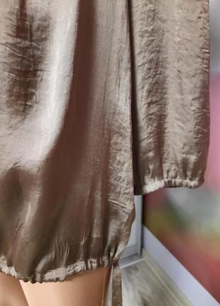 Нарядная шёлковая блуза шоколадного цвета4 фото