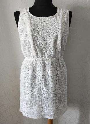 Белое кружевное летнее платье2 фото