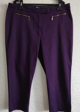 Яркие фиолетовые коттоновые натуральные укороченные брюки2 фото