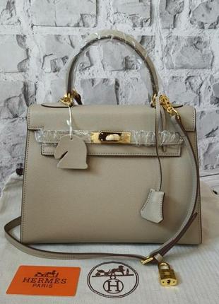 Сумка бежевая кожаная в стиле hermes⚠️хит продаж