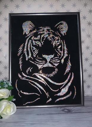 Интерьерная картина стразами  "тигр", 30х40, панно, 3д