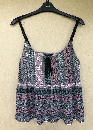 Натуральний річний топ майка з оборкою баскою new look