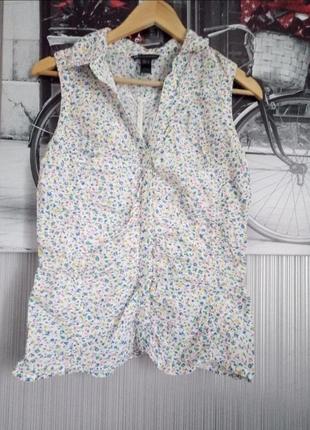 Блуза хб в цветочный принт размер 46-481 фото