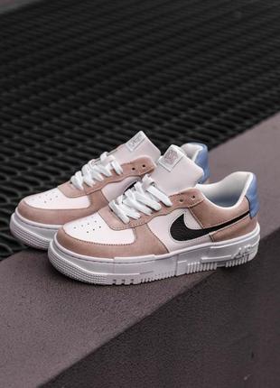 Nike air force 1 low pixel desert sand бежевые женские кроссовки найк/ бежеві жіночі кросівки