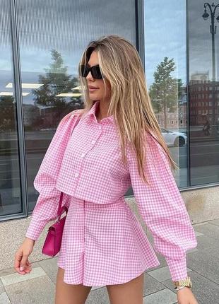 Костюм. шорты-юбка + укороченная рубашка