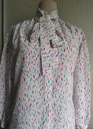 Блузка оверсайз с бантом пышный рукав подплечики винтаж⚡⚡⚡