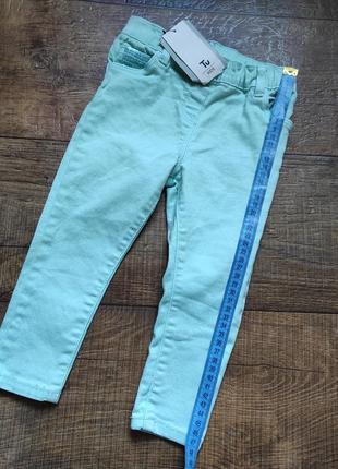 Джинсы штаны брюки брючки скинни 1-2г для девочки летние бирюзовые для дівчинки голубые5 фото