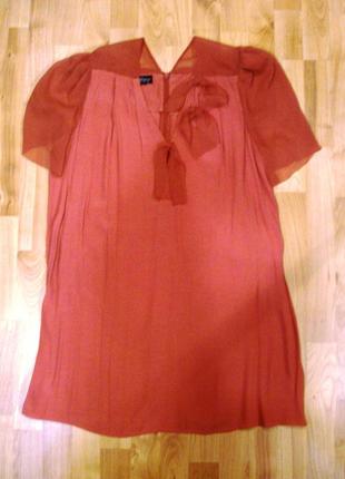 Шелковое платье 48-50рр терракотовое