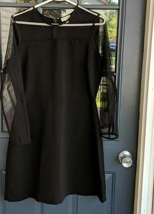 Черное вечернее платье по фигуре с прозрачной рукавами м2 фото
