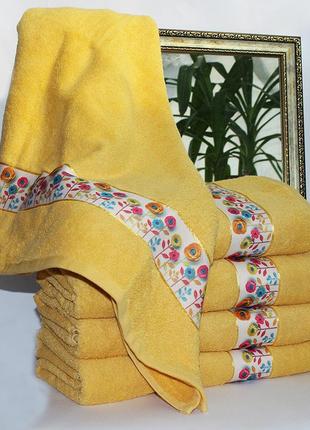 Полотенце махровое весна желтое 50х90