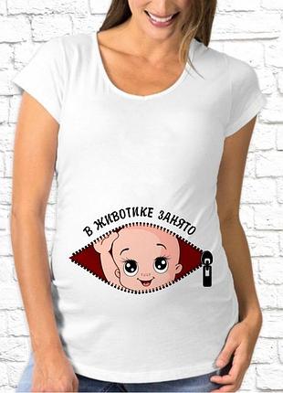 Футболка для вагітної push it з принтом _в животику занято_ код фп002431