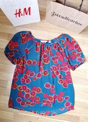 Блуза с рукавами в цветочный принт