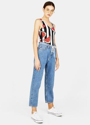 Боди в полоску в принт арбузов ✨bershka✨ комбидресс комбидрес арбузный принт