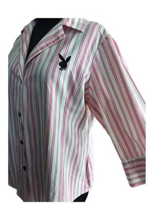 Playboy рубашка оригинал в полоску розовая3 фото