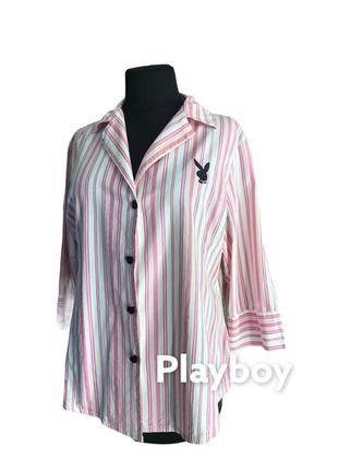 Playboy рубашка оригинал в полоску розовая1 фото