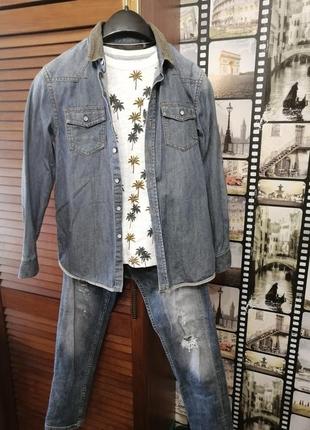 Джинсовая рубашка пиджак next 146р.4 фото