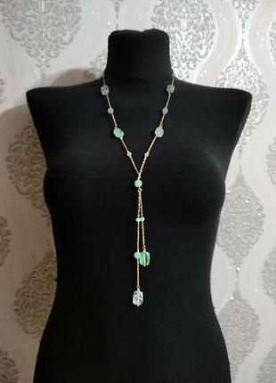 Ланцюжок в срібному кольорі зі скляними намистинами