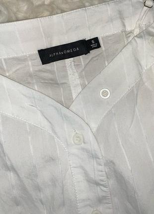Белая рубашка блуза  с оголенными плечами на бретелях с длинными рукавами s6 фото