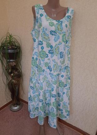 Натуральное платье в цветы  лен вискоза plus size7 фото