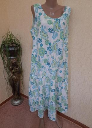 Натуральное платье в цветы  лен вискоза plus size6 фото