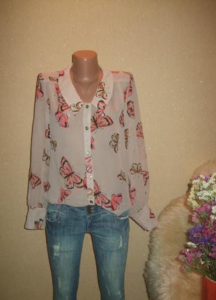 Шифоновая блуза в бабочки