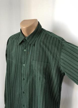 Зеленая рубашка полоска плотный полиэстер