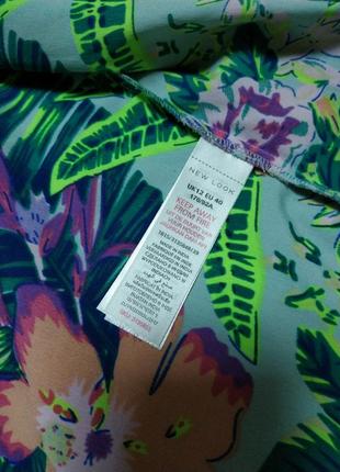 Накидка на купальник, серо-бирюзовый в цветочный тропический принт8 фото