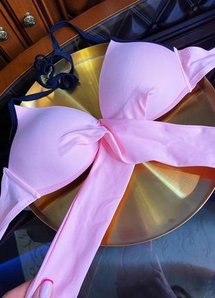 Красивый розовый купальник на завязках бюстгальтер трусики б/у 44- 46 s m6 фото
