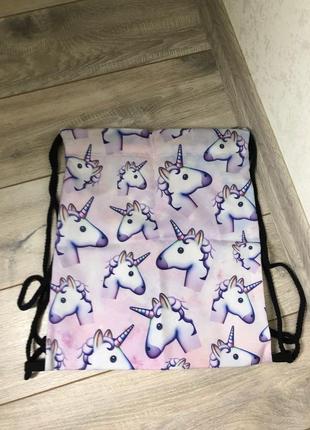Текстильний рюкзак для змінного взуття єдинороги2 фото