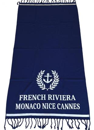 Пляжное полотенце le comptoir de la plage french riviera хлопковый легкий двусторонний синий monaco nice cannes 90x160 см