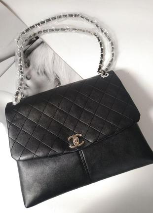 Сумка шкіряна чорна в стилі chanel🖤🖤🖤хіт продажів