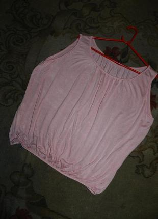 Трикотажна-стрейч,пудрова блузка-футболка-топ,великого розміру,оверсайз1 фото