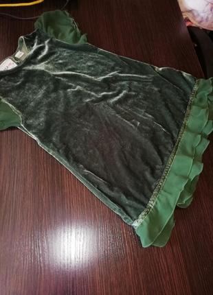 Зелёное велюровое (бархатное) платье
