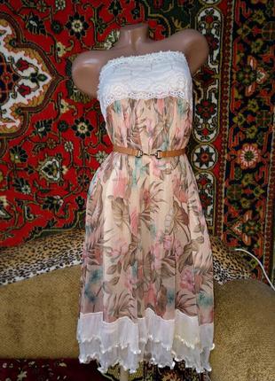 Очень красивая легенькая юбка сарафан трансформер сетка с кружевом1 фото