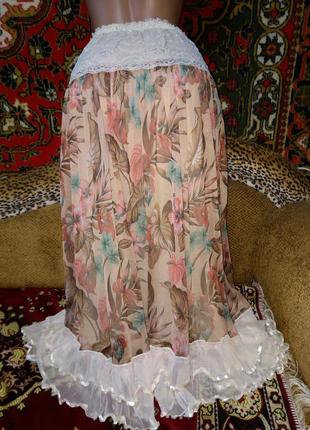 Очень красивая легенькая юбка сарафан трансформер сетка с кружевом2 фото