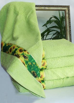 Полотенце махровое весна зелен. подсолнух 50х90