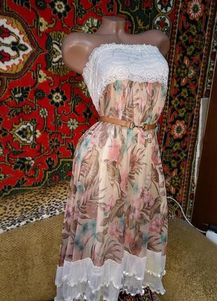 Очень красивая легенькая юбка сарафан трансформер сетка с кружевом8 фото