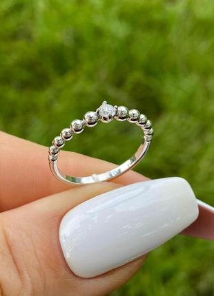 Серебряное кольцо в стиле минимализм, шарики, 925, серебро