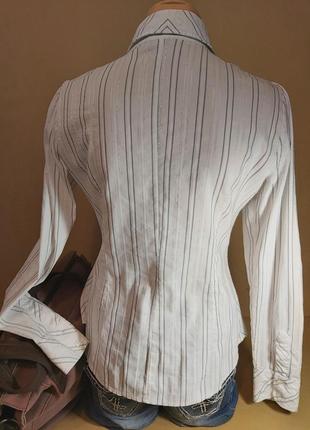 Шикарная женская рубашка mexx. белая офисная рубашка mexx. приталенная рубашка полоска7 фото