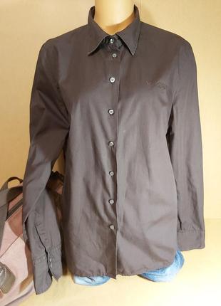 Женская классическая рубашка marc o'polo. коричневая офисная рубашка marc o'polo большой размер