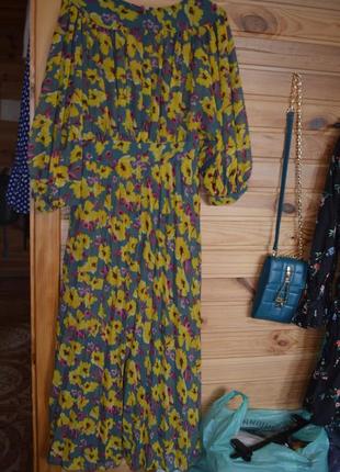 Роскошное шифоновое платье плиссе от asos! в цветы! люкс!9 фото