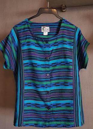 Яскрава барвиста натуральна сорочка блузка el tucan, швейцарія, ручна робота