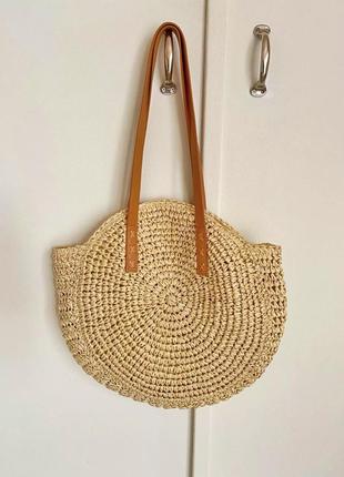 Соломенная плетёная сумка на лето на пляж2 фото