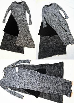 Длинное прямое двойное платье туника с разрезами от проймы "s", можно на 44- 48 р8 фото