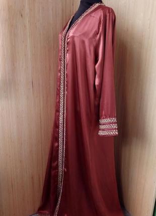 Атласное длинное платье / кафтан  в этно стиле / галабея2 фото