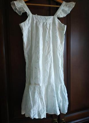 Платье-сарафан белое летнее фирменное 100%хлопок