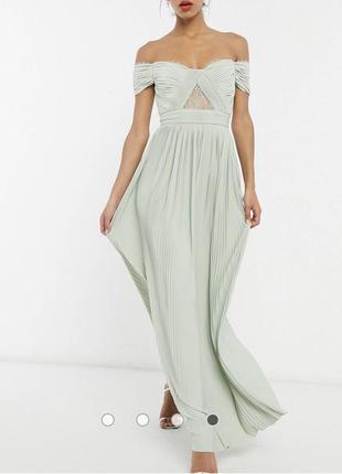 Роскошное вечернее макси платье - плиссе , новое , xs