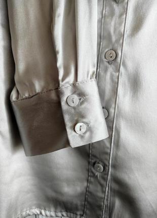 Базовая рубашка серо серебристого цвета из шелка!10 фото