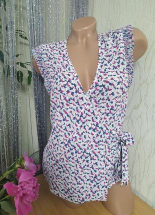 Блуза 100%натуральный шелк,с акцентной рюшей,comptoir des cotonniers,s,xs1 фото